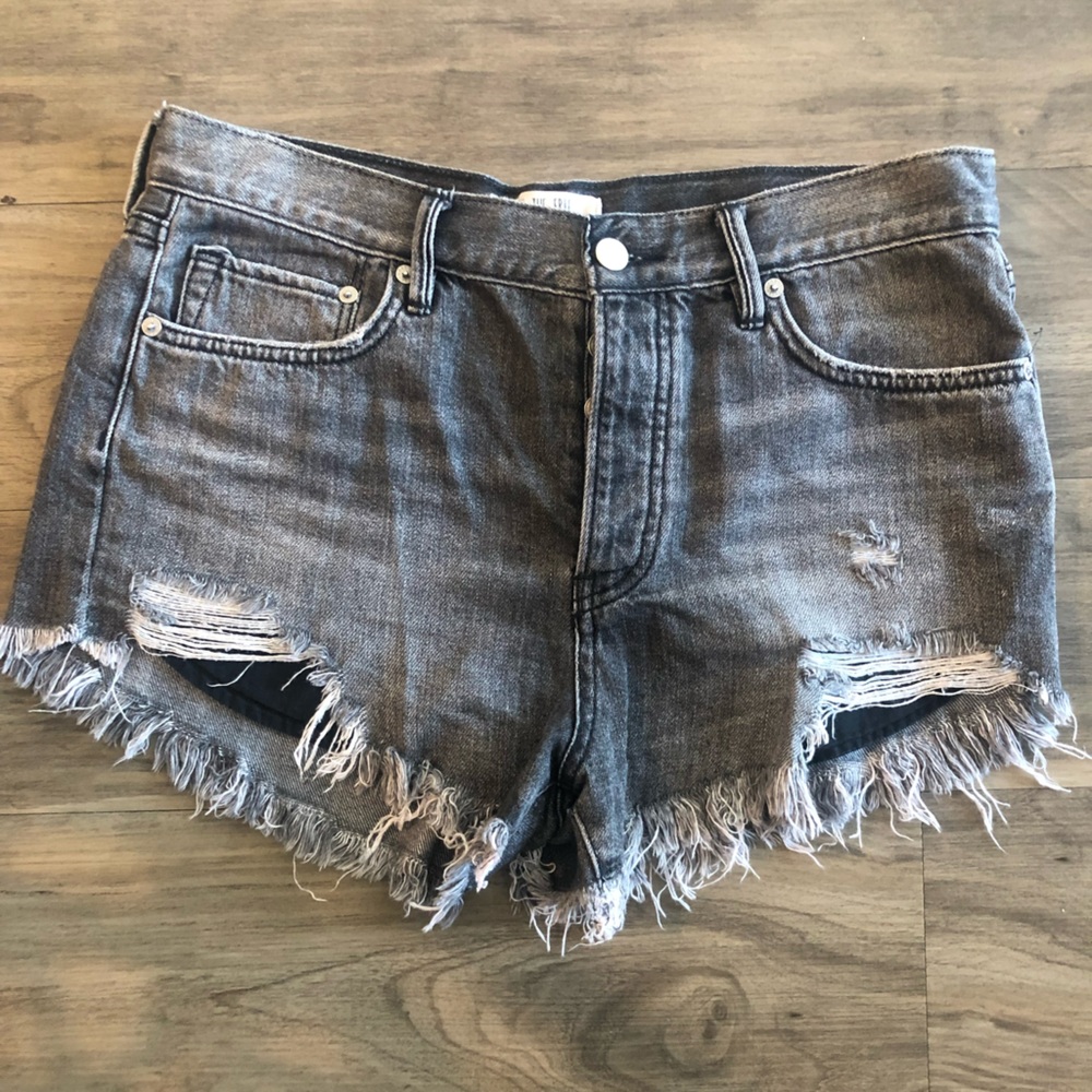 Free people grey denim shorts - loving good vibrations cutoff